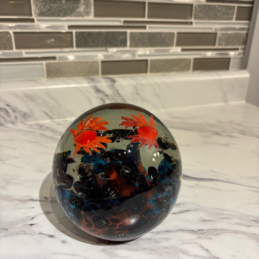 Vintage Art Glass paper weight crabs and coral ocean sea creature‎ themed